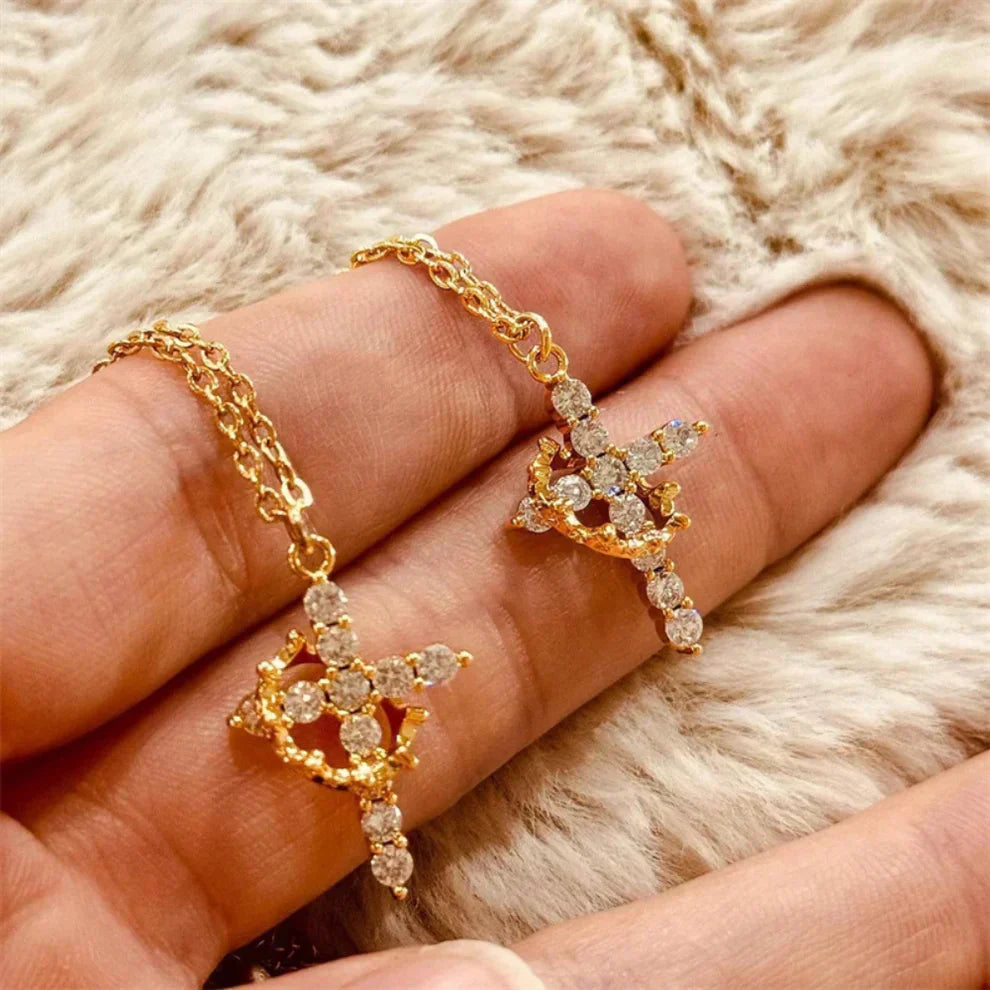 Collana Croce con Corona Rotante