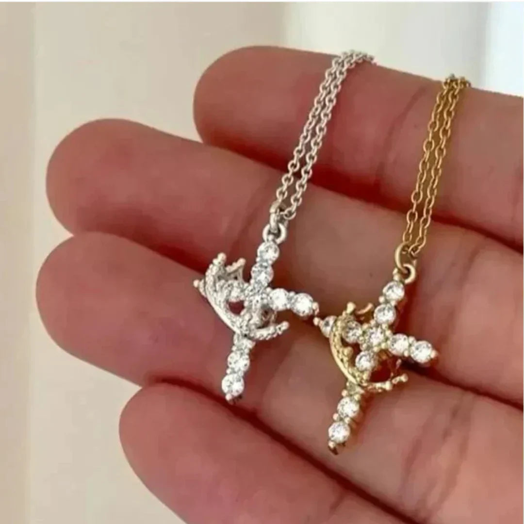 Collana Croce con Corona Rotante