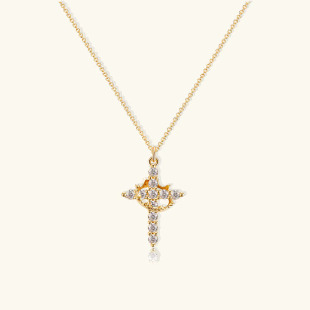 Collana Croce con Corona Rotante